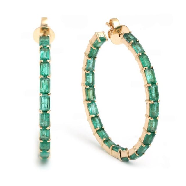 5.20 cts Natural Zambian emerald earrings in 14k gold For Sale - Image 12 of 18