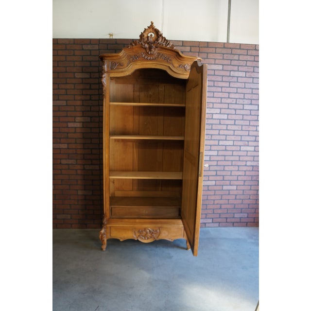 Antique French Rococo Single Mirrored Door Armoire For Sale - Image 9 of 10