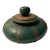 Antique Asian Wood Tobacco Container With Lid and Brass Accent Straps For Sale