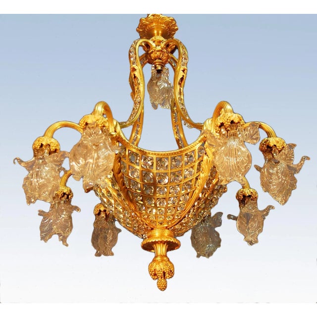 19th Century Gilt Bronze & Crystal Chandelier For Sale - Image 3 of 13