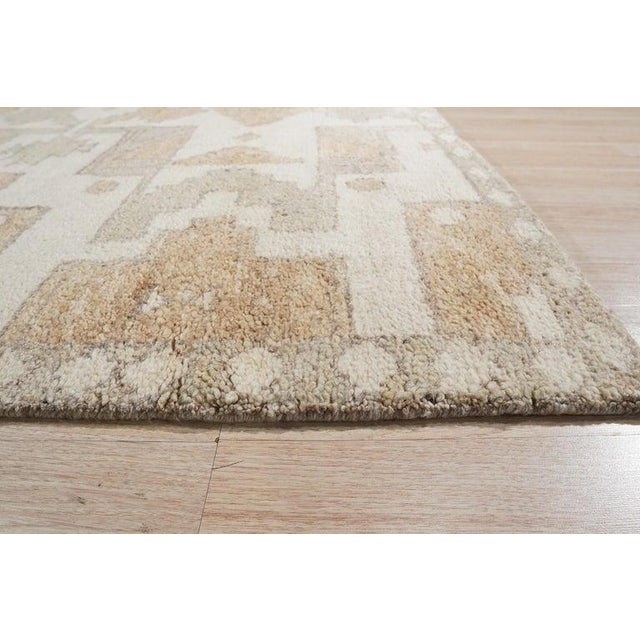 Contemporary 8x10 Ivory Hand-Knotted Wool Diamond Medallion Geometric Traditional Carpet Rug For Sale - Image 3 of 6