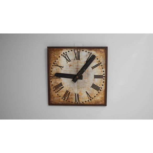 1920s French Industrial Metal Wall Clock Face For Sale - Image 12 of 18