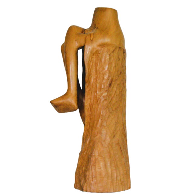 Hand Carved Signed Biomorphic Solid Wood Large Seated Female Sculpture For Sale - Image 4 of 13