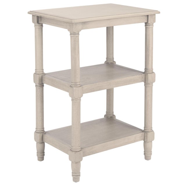 Wood Cassie 3 Shelf Accent Table in Greige For Sale - Image 7 of 8