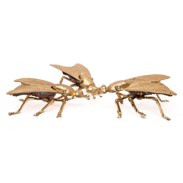 Gold Gold Leaf Gilded Fly Ashtrays, 1930s, Set of 3 For Sale - Image 8 of 9