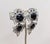 American Vintage Signed Marie Ferre Rhodium Plated Faux-Onyx & Clear Rhinestone Chandelier Clip Earrings-2 Pieces For Sale - Image 3 of 8
