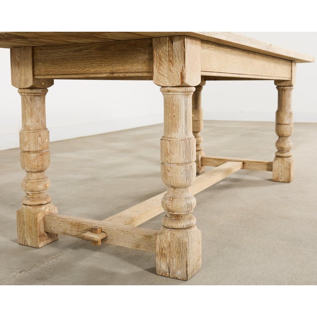 20th Century Country French Bleached Oak Trestle Dining Table For Sale - Image 12 of 18