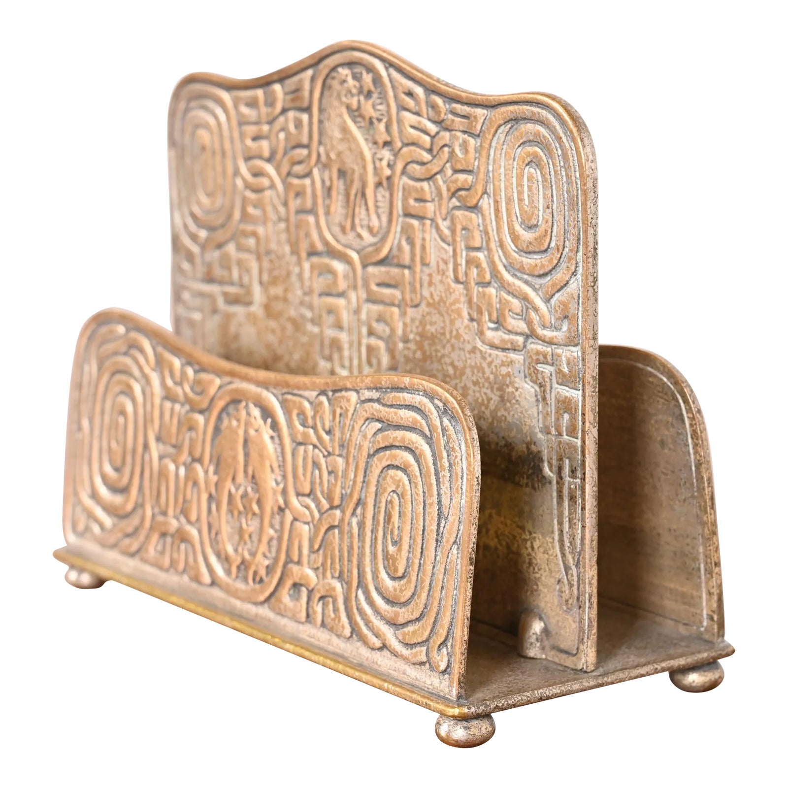 Tiffany Studios New York Zodiac Bronze Doré Double Sided Letter Rack ...