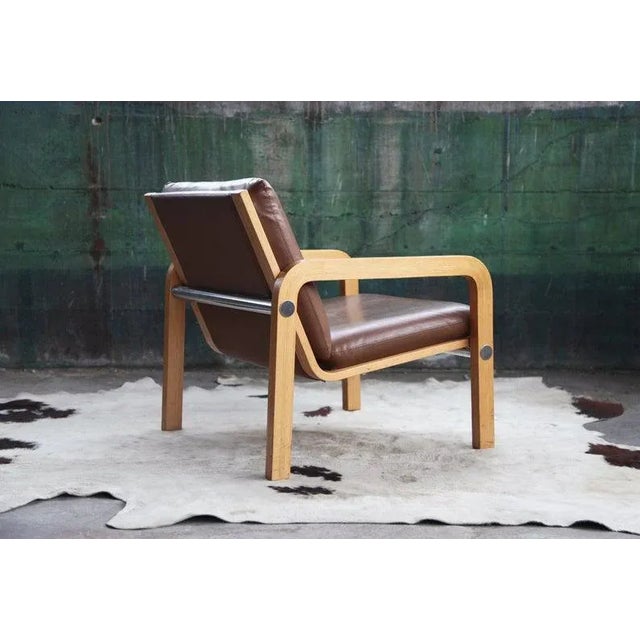 Mid Century Thonet Oak Bentwood & Chrome Armchair For Sale - Image 9 of 11
