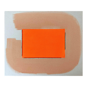 Original Painting | Neon Orange and Cream Abstract Minimalist, 18 X 22 In.