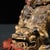 Vintage Gilt Bronze & Cinnabar Guardian Lion Sculpture – Seated Foo Dog With Cub For Sale In Los Angeles - Image 6 of 9