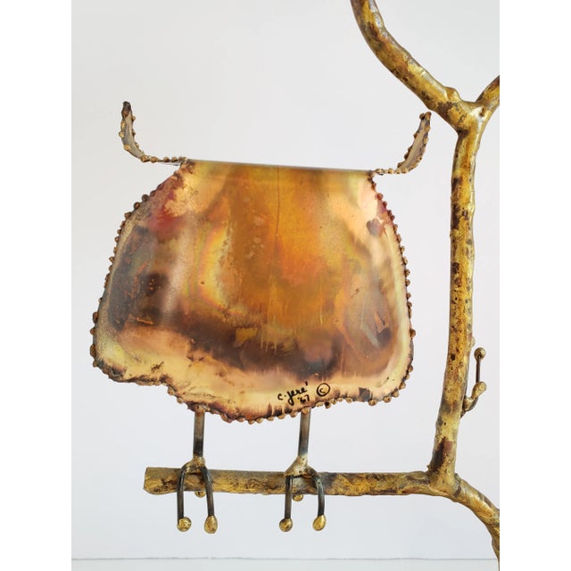 Brass Mid Century Modern Curtis Jere Hoot Owls Brutalist Sculpture For Sale - Image 8 of 12
