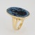 Modern Vintage Large 14k Yellow Gold Blue Agate Family Crest Signet Oval Ring Size 6 For Sale - Image 3 of 7