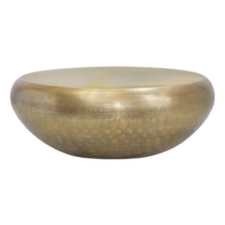 Pasargad Home Helios Drumm Shape Coffee Table, Brass For Sale