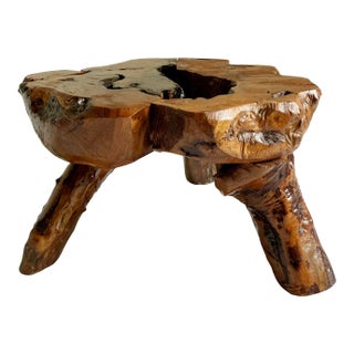 Vintage Olive Root Pedestal Riser For Sale