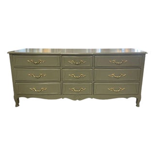75" Finished 9 Drawer Davis Vintage Dresser For Sale