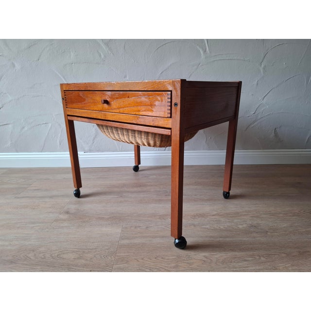 Wood Danish Sewing Trolley in Teak, 1960 For Sale - Image 7 of 7