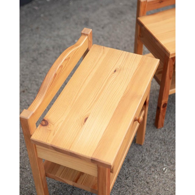 1970s Pair of Swedish Pine Nightstands For Sale - Image 10 of 10