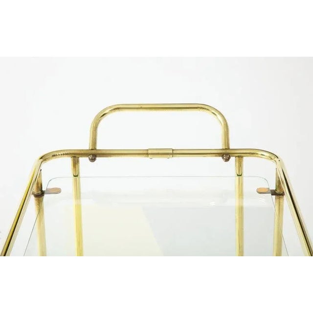Metal 1950s Italian Solid Brass Two-Tier Bar Cart For Sale - Image 7 of 11