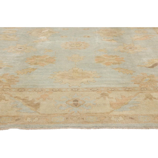 Vintage Modern Celadon Turkish Oushak Rug - 09'02 X 12'00 For Sale - Image 4 of 10