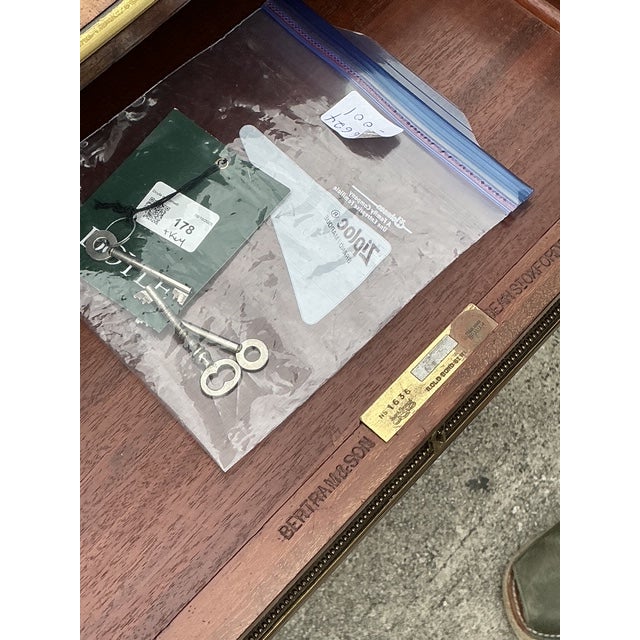 Wood Vintage Bertram and Sons Gilt Tipped Leather Top Desk For Sale - Image 7 of 12