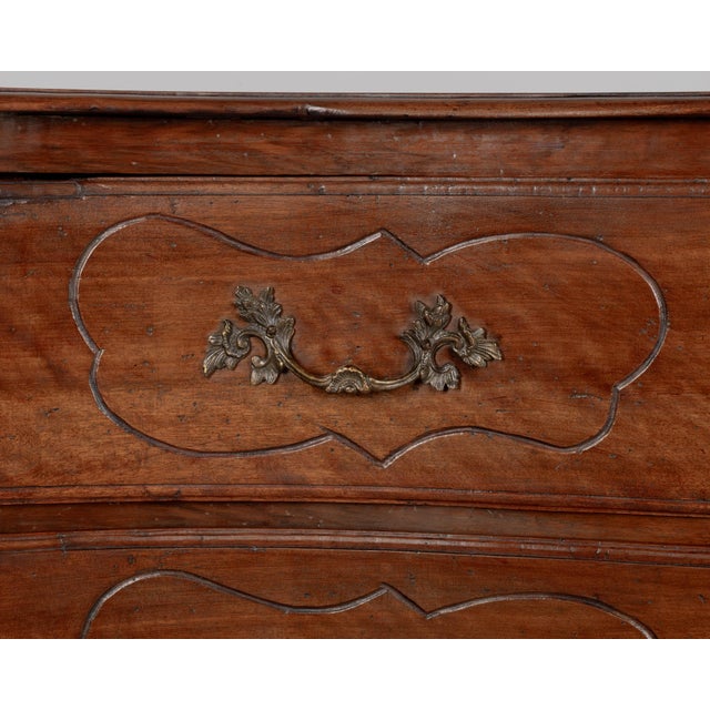 Italian Louis XV Walnut Commode, Hand-Carved With Bronze Hardware For Sale - Image 11 of 14