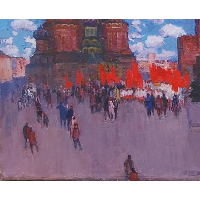 Original Moscow Oil Painting, Red Square, Soviet Art 1984 100-80 For Sale - Image 4 of 6