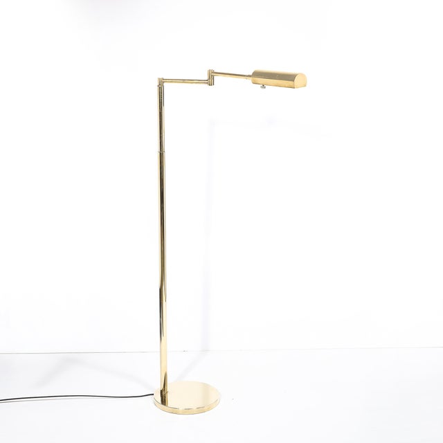 Brass Mid-Century Modernist Articulating Floor Lamp in Polished Brass For Sale - Image 8 of 12
