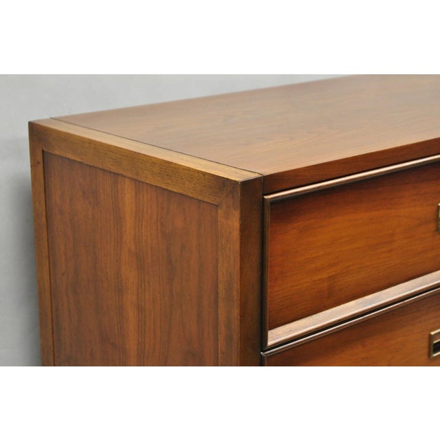 Vintage Drexel Mid Century Modern Walnut 5 Drawer Tall Chest Dresser Highboy For Sale - Image 11 of 18