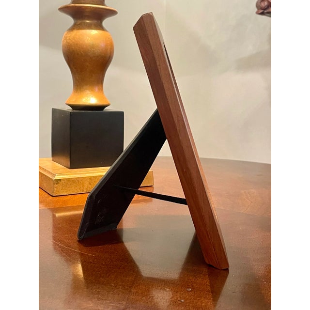 Traditional Oval Walnut Wood & Gold Finish Table Top Mirror For Sale - Image 4 of 12