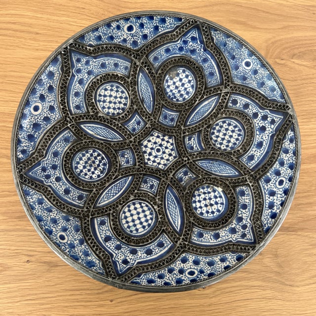 Handcrafted Moorish Moroccan blue and white decorative ceramic Bowl from Fez. Bleu de Fez, very nice designs hand painted....