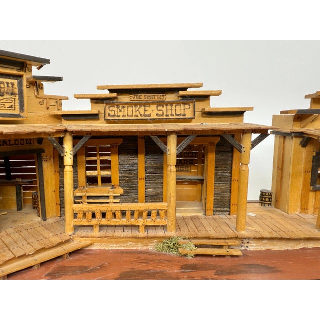 Brown 1990 Hand Crafted Architectural Folk Art Model Wild West Town with Saloon For Sale - Image 8 of 12