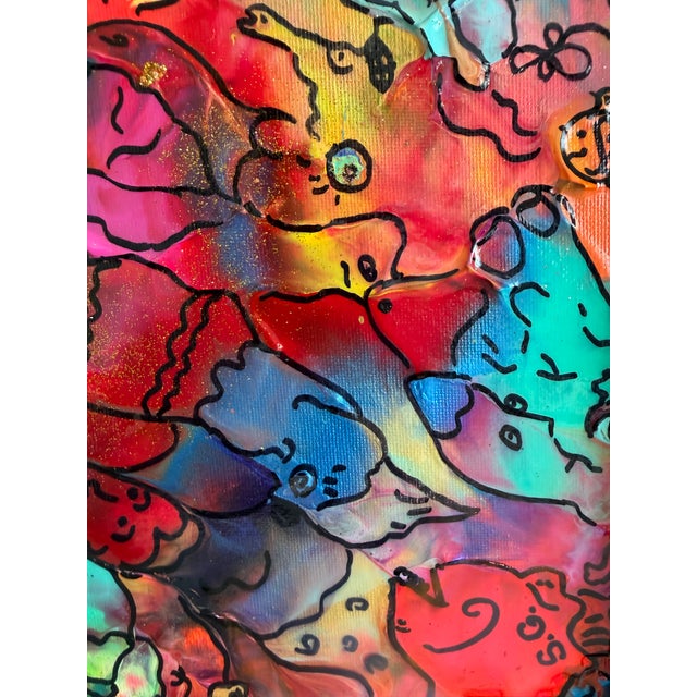 Abstract Original Abstract Painting Serg Graff "Hidden Friends" Surreal Fantasy Art, Coa For Sale - Image 3 of 10