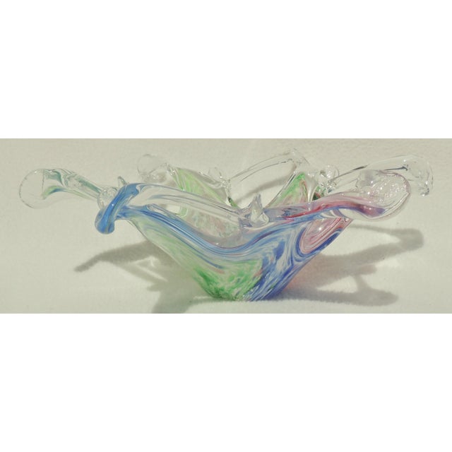 Gorgeous vintage multi-colored Murano Italian art glass decorative bowl. Love the design. Lots of color! No damage. Made...
