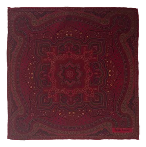 1990s Ralph Lauren Burgundy Paisley Silk Pocket Scarf or Pocket Square