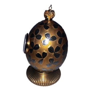 1900s Theo Faberge Clover Egg Table Clock For Sale
