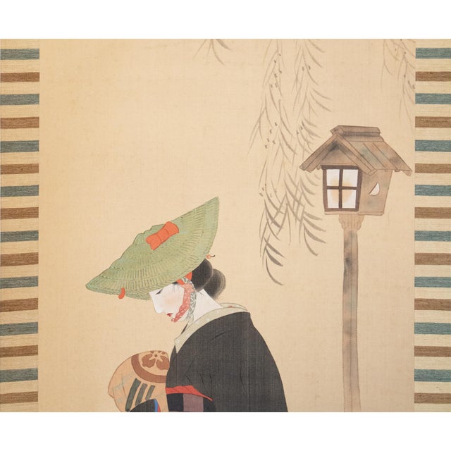 Early 20th Century "Kimono Beauty" by Kojo, Japanese Silk Scroll Painting For Sale - Image 5 of 18