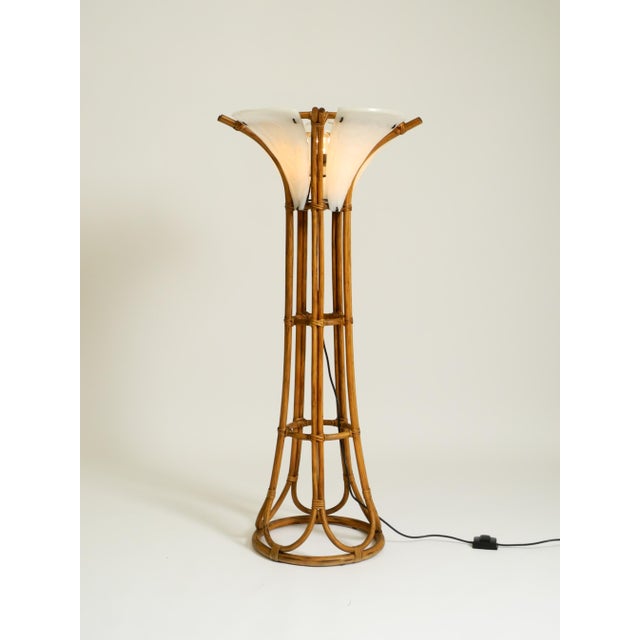 1960s Bamboo Floor Lamp with White Acrylic Glass Elements, 1960s For Sale - Image 5 of 18