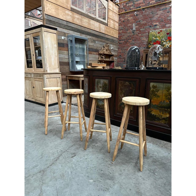 Pine Bar Stools, Set of 4 For Sale - Image 3 of 5