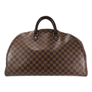 Louis Vuitton Damier Ebene Brown Canvas Ribera Gm Satchel Weekender Handbag For Sale