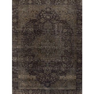 Early 20th Century Vintage Overdyed Distressed Gray Handmade Wool Rug For Sale