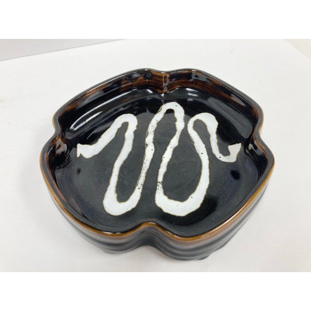 Japanese Vintage Japanese Glazed Pottery Sweets Tray For Sale - Image 3 of 9
