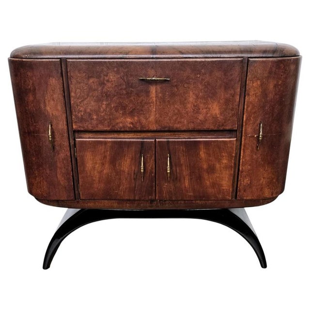 Mid-Century Art Deco Italian Walnut Burl and Mirror Mosaic Dry Bar Cabinet by Paolo Buffa, 1950s For Sale - Image 10 of 10
