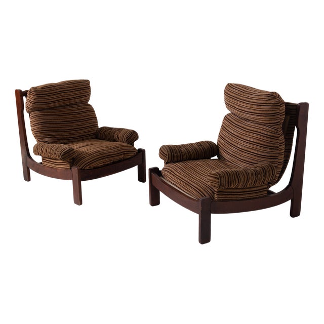 Space Age Italian Armchairs in Original Fabric, 1970, Set of 2 For Sale