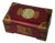 Vintage Chinese Rosewood Jewelry Box With Brass Fittings and Carved Jade Inlay For Sale