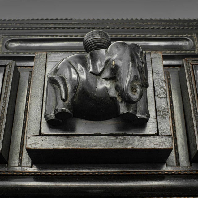 Ebony 1850s Victorian Antique Decorative Desk Stand, Indian, Ebony, Colonial Writer's Tidy For Sale - Image 8 of 10