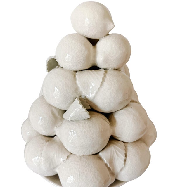 Vintage Portuguese Creamware Crackle Glaze Lemon Topiary for for Great City Traders San Francisco For Sale - Image 10 of 13