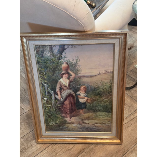 English 19th Century Watercolor Painting of Sisters by David Hardy For Sale - Image 3 of 14