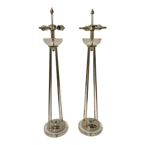 Currey & Co. Modern Acrylic and Polished Nickel Table Lamps Pair Prototype