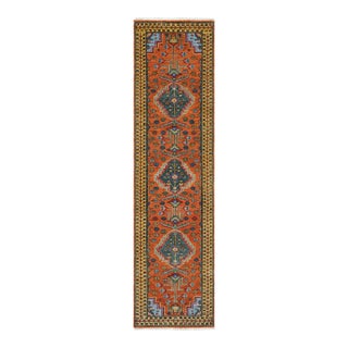 3x20Ft. Brunt Orange Persian Design Inspired Hand Knotted Wool Runner Rug For Sale